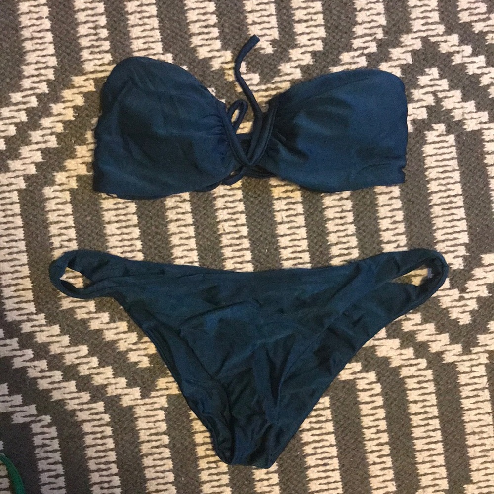 Women's Strapless Bandeau Bikini Set - Dark Teal